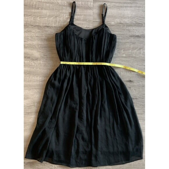 Alice+Olivia Black Pleated Spaghetti Strap Mini Cocktail Dress Zipper A - Line - Picture 4 of 7